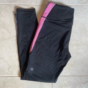 Victoria's Secret Black Leggings with Pink Stripe